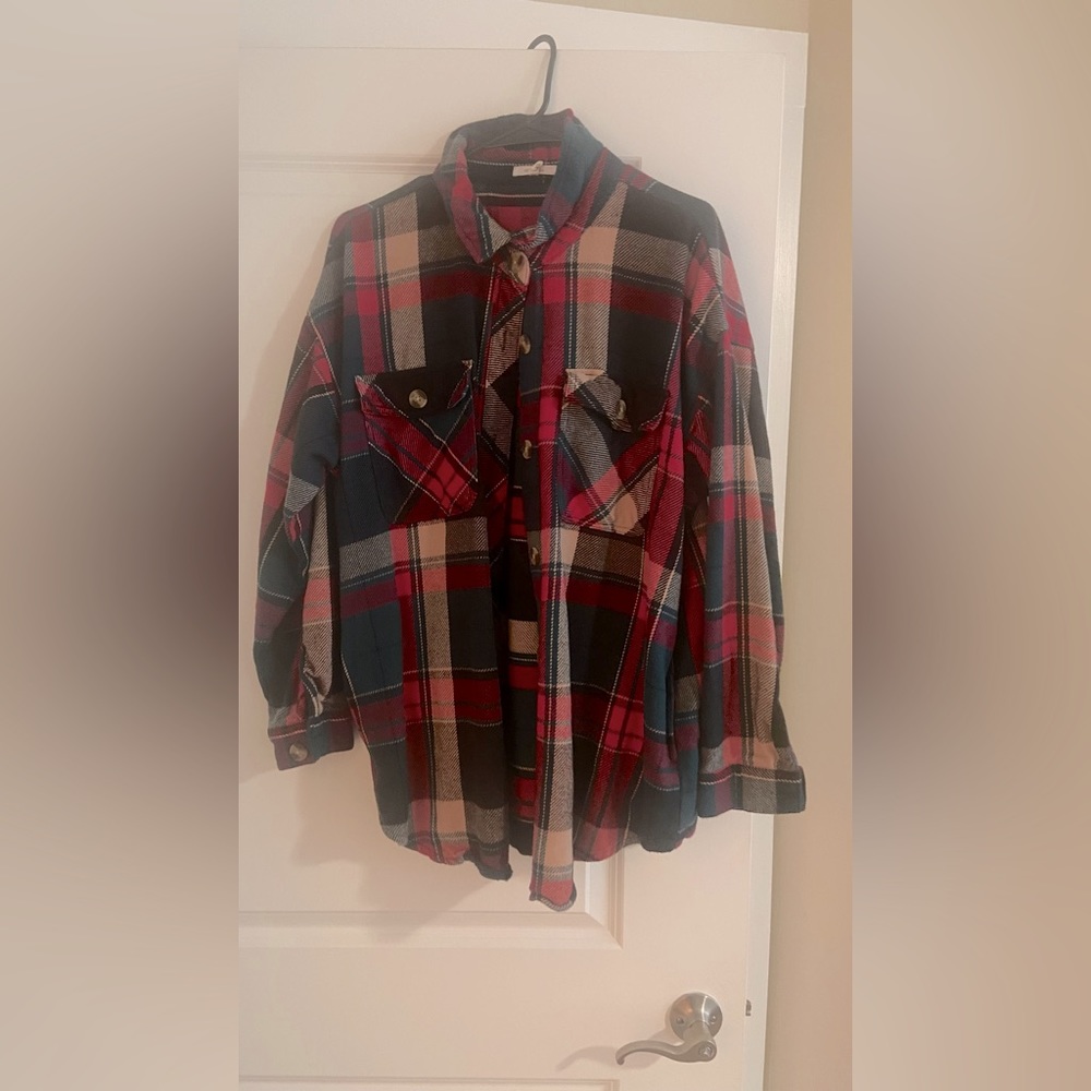 Womens XL plaid shacket